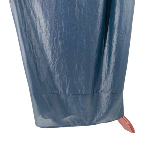 L'AGENCE Trapeze Slip Maxi Ruffle SM Metallic Blue Pockets Formal Evening‎ - Picture 6 of 8